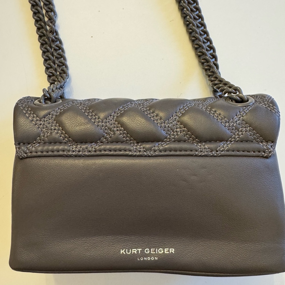 Kurt Geiger Slate Gray Quilted Crossbody Bag - Picture 4 of 5